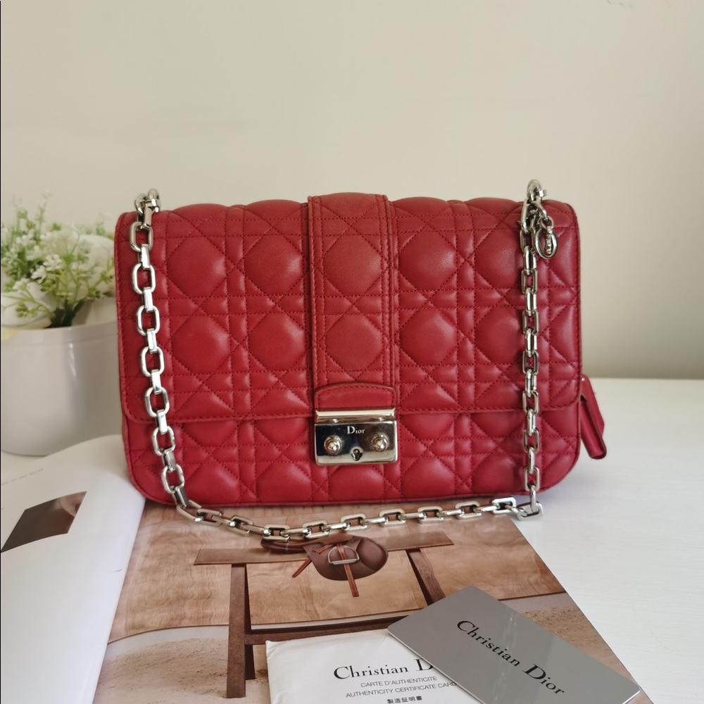 Dior Red Cannage Leather Medium Miss Dior Flap